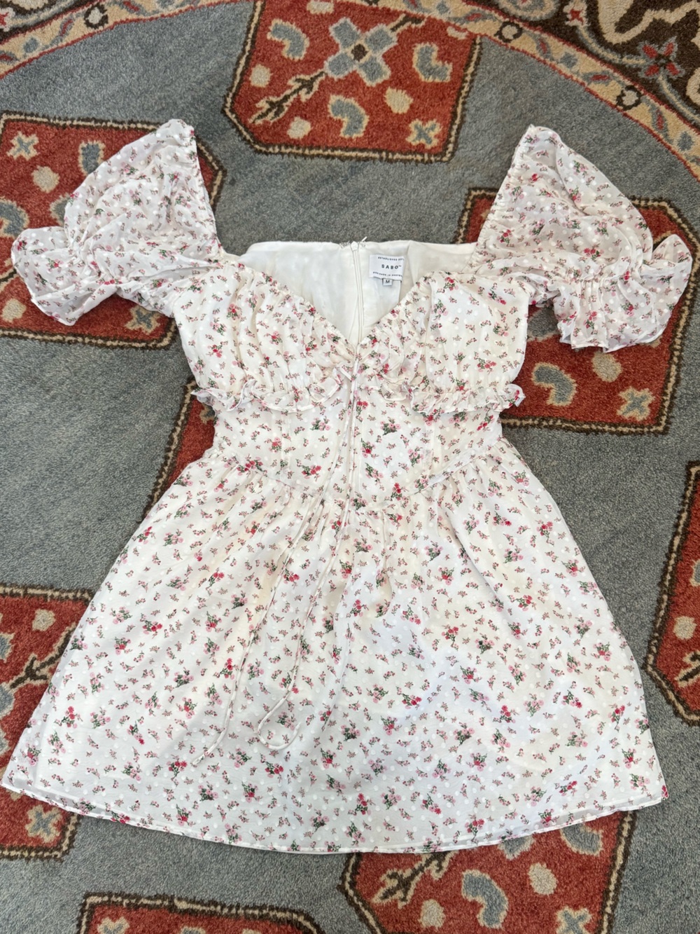 Sabo Skirt White floral mini summer dress